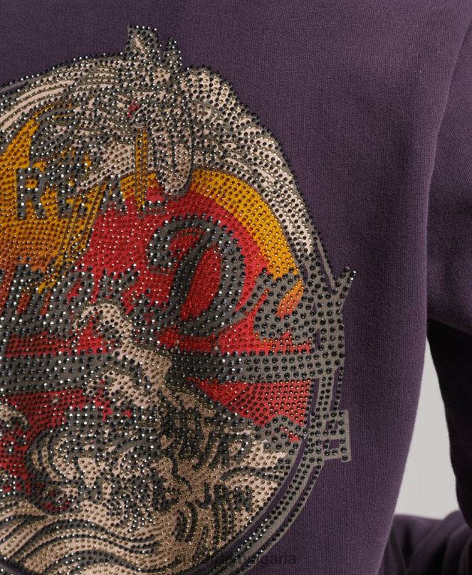 Superdry облекло N00H3305 лилаво Жени ретро суичър с цип, украсен с лого