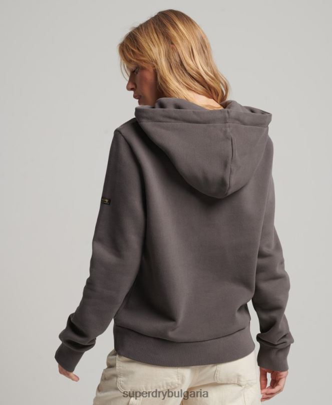 Superdry облекло N00H3306 тъмно сив Жени японски винтидж суичър с графично лого