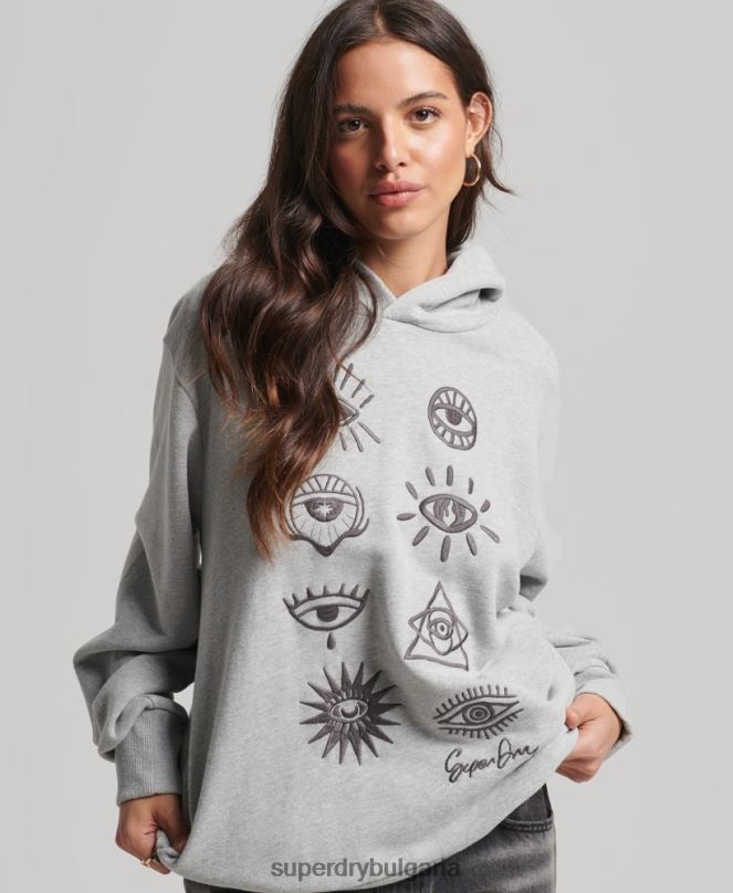 Superdry облекло N00H3307 сиво Жени номадски народен качулка