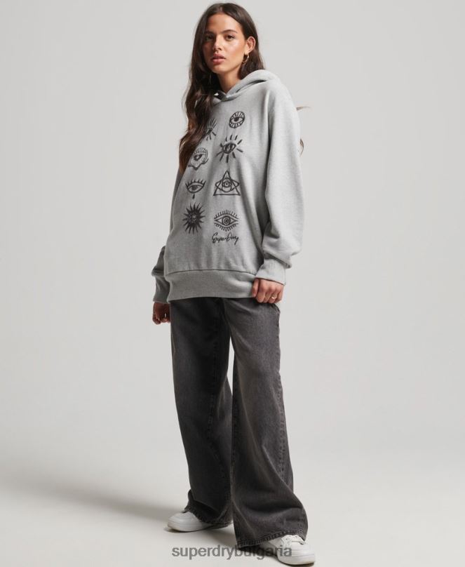 Superdry облекло N00H3307 сиво Жени номадски народен качулка
