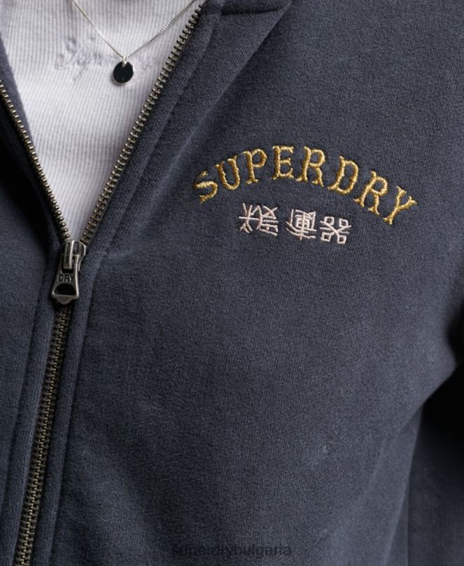 Superdry облекло N00H3310 черен Жени качулка с цип на магазин за ретро стоки