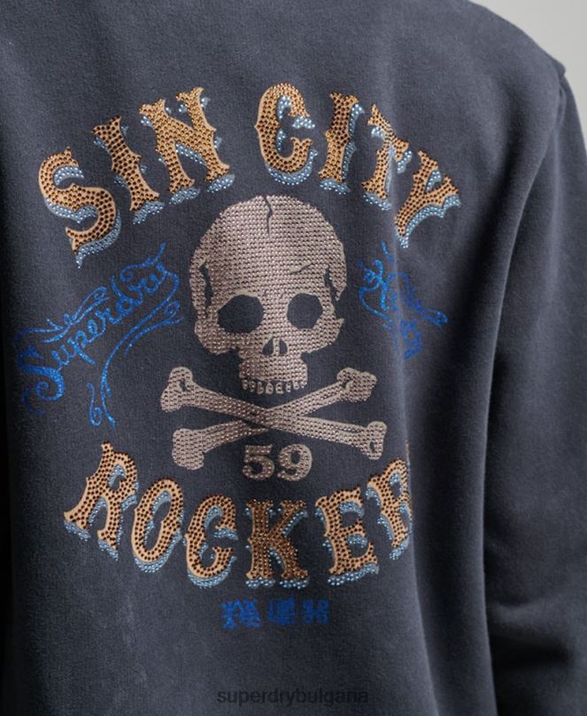 Superdry облекло N00H3310 черен Жени качулка с цип на магазин за ретро стоки