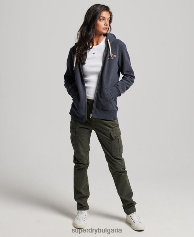 Superdry облекло N00H3310 черен Жени качулка с цип на магазин за ретро стоки