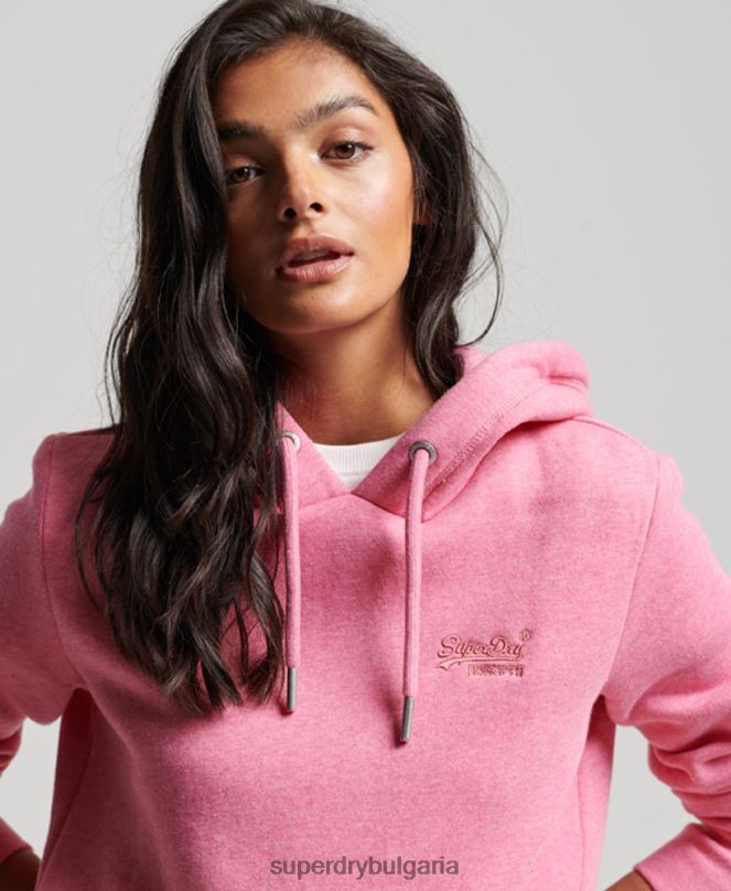 Superdry облекло N00H3312 розово Жени ретро суичър с бродирано лого