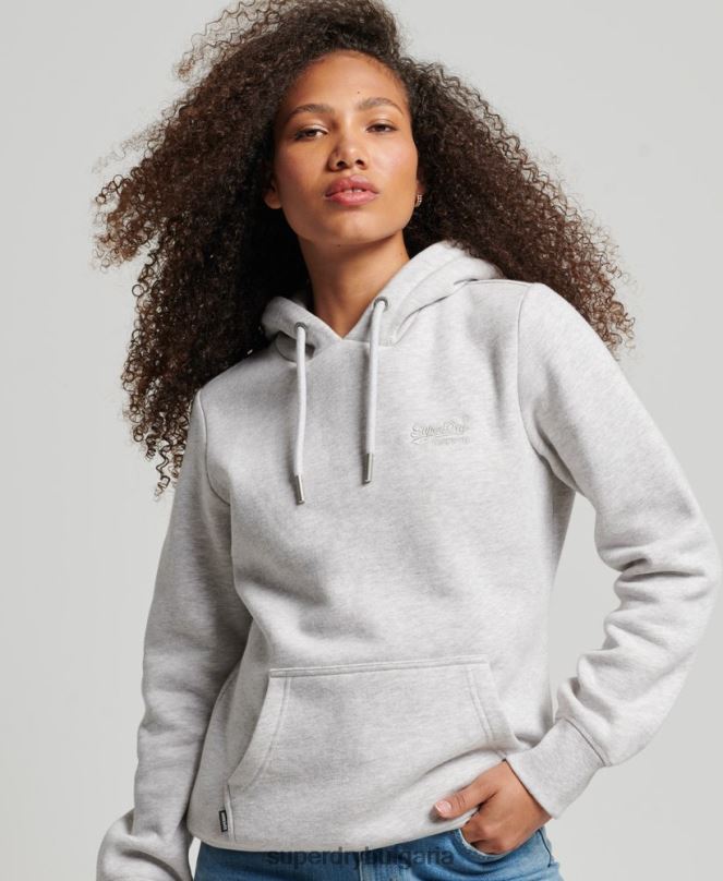 Superdry облекло N00H3320 светло сив Жени ретро суичър с бродирано лого