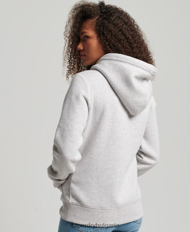 Superdry облекло N00H3320 светло сив Жени ретро суичър с бродирано лого