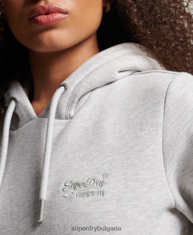 Superdry облекло N00H3320 светло сив Жени ретро суичър с бродирано лого