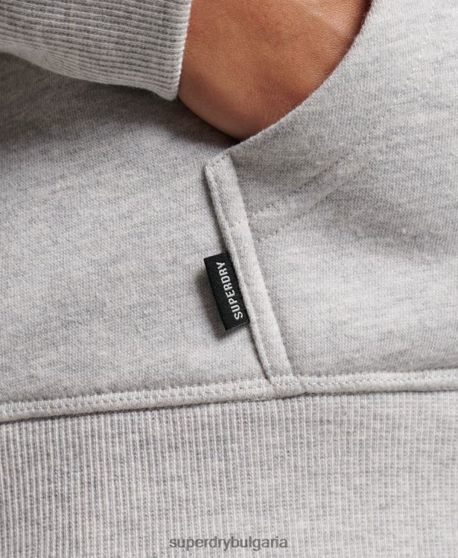 Superdry облекло N00H3320 светло сив Жени ретро суичър с бродирано лого