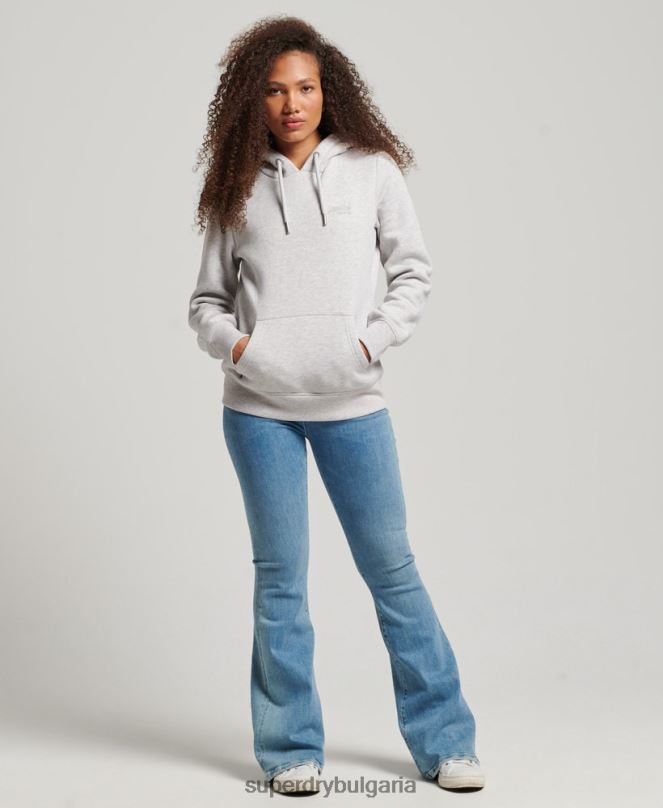 Superdry облекло N00H3320 светло сив Жени ретро суичър с бродирано лого