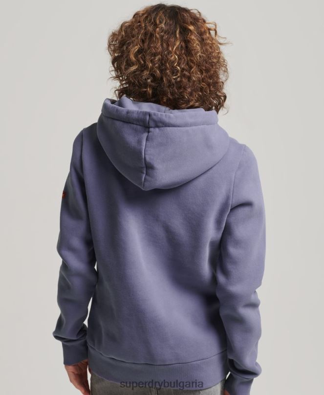 Superdry облекло N00H3322 лилаво Жени оригинална качулка с винтидж лого