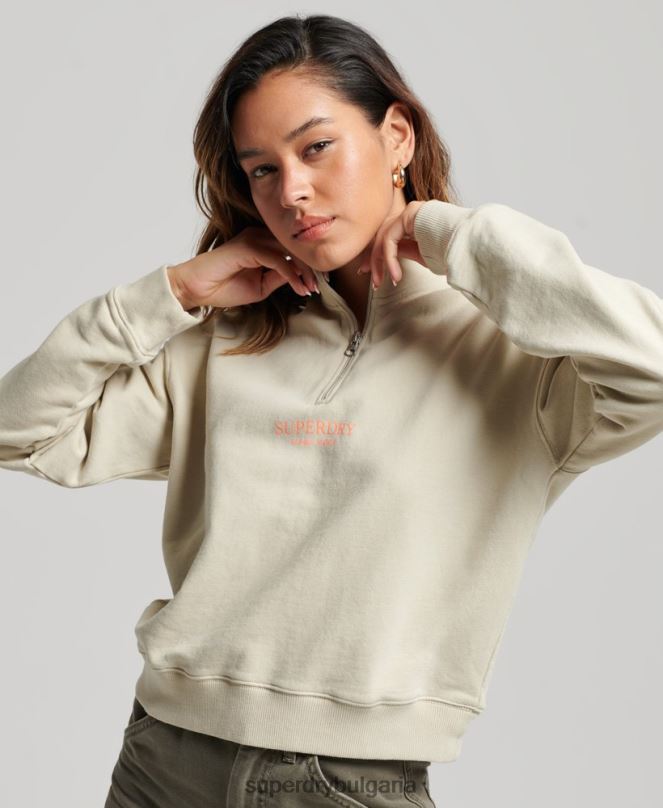 Superdry облекло N00H3327 бежово Жени core sport горнище с половин цип