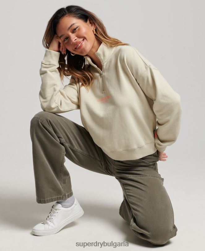 Superdry облекло N00H3327 бежово Жени core sport горнище с половин цип