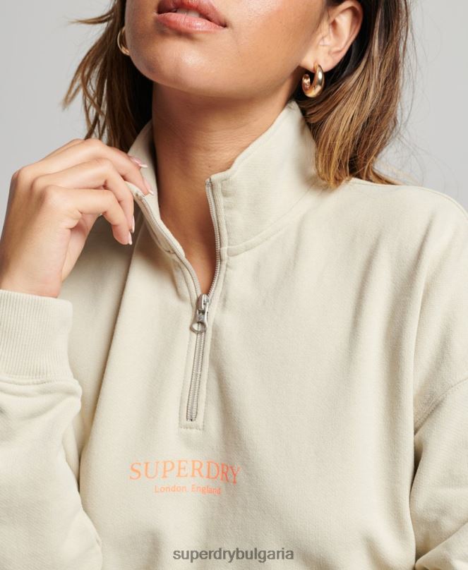 Superdry облекло N00H3327 бежово Жени core sport горнище с половин цип