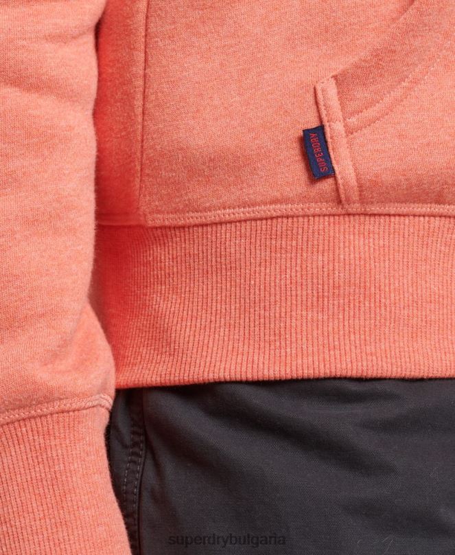 Superdry облекло N00H3329 корал Жени ретро суичър с лого и цип от органичен памук