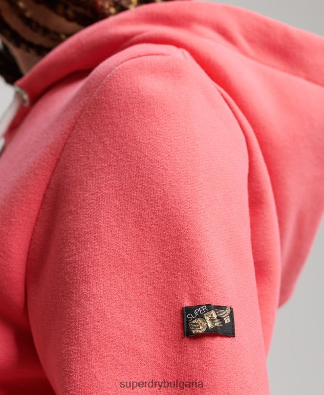 Superdry облекло N00H3332 розово Жени ретро дъгова качулка