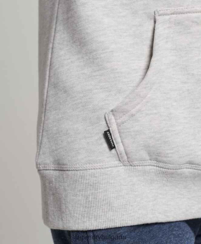 Superdry облекло N00H3336 светло сив Жени качулка с ретро лого от органичен памук