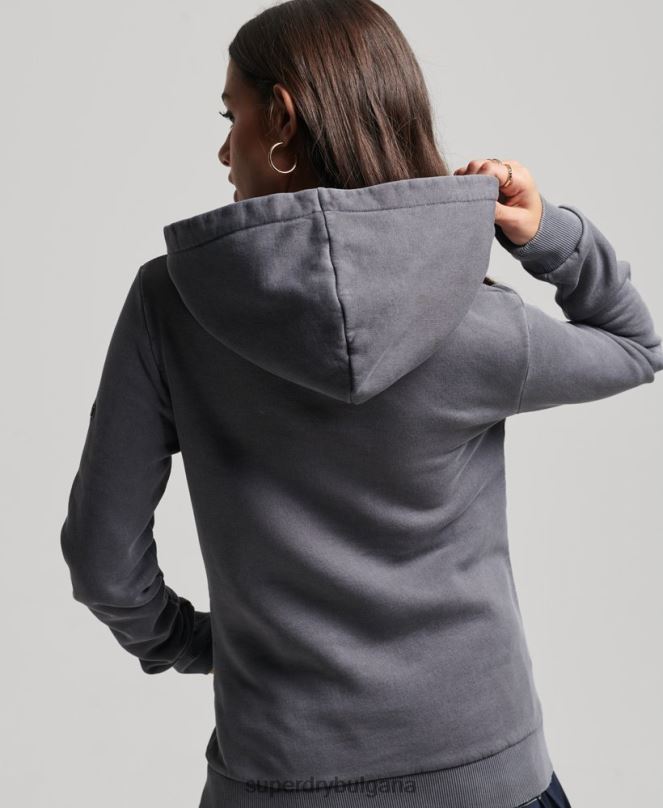 Superdry облекло N00H3337 тъмно сив Жени инди марка качулка