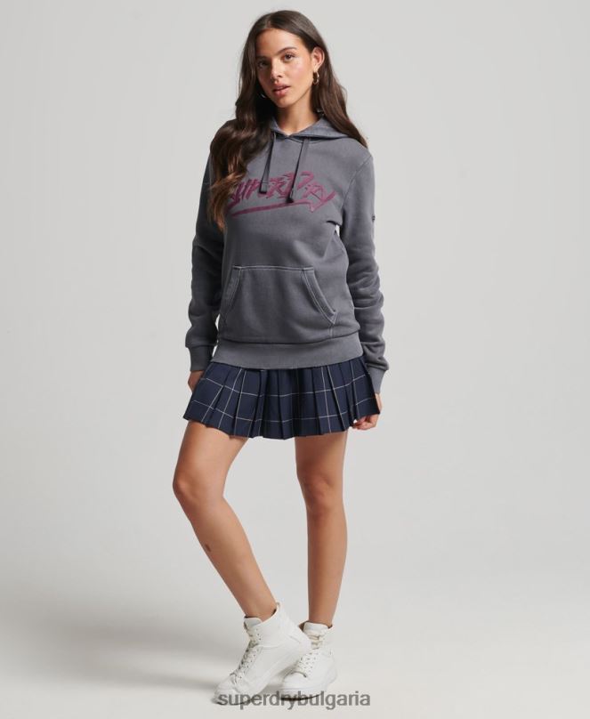Superdry облекло N00H3337 тъмно сив Жени инди марка качулка