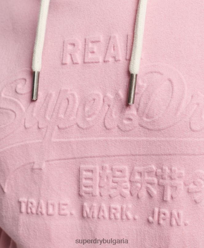 Superdry облекло N00H3338 розово Жени суичър с релефно графично лого
