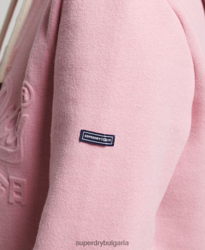 Superdry облекло N00H3338 розово Жени суичър с релефно графично лого