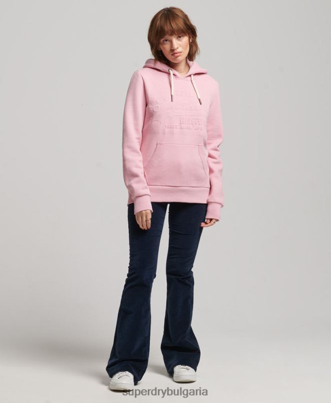Superdry облекло N00H3338 розово Жени суичър с релефно графично лого