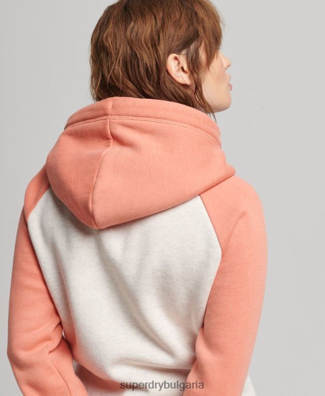 Superdry облекло N00H3339 корал Жени бейзболна качулка с ретро лого и цип