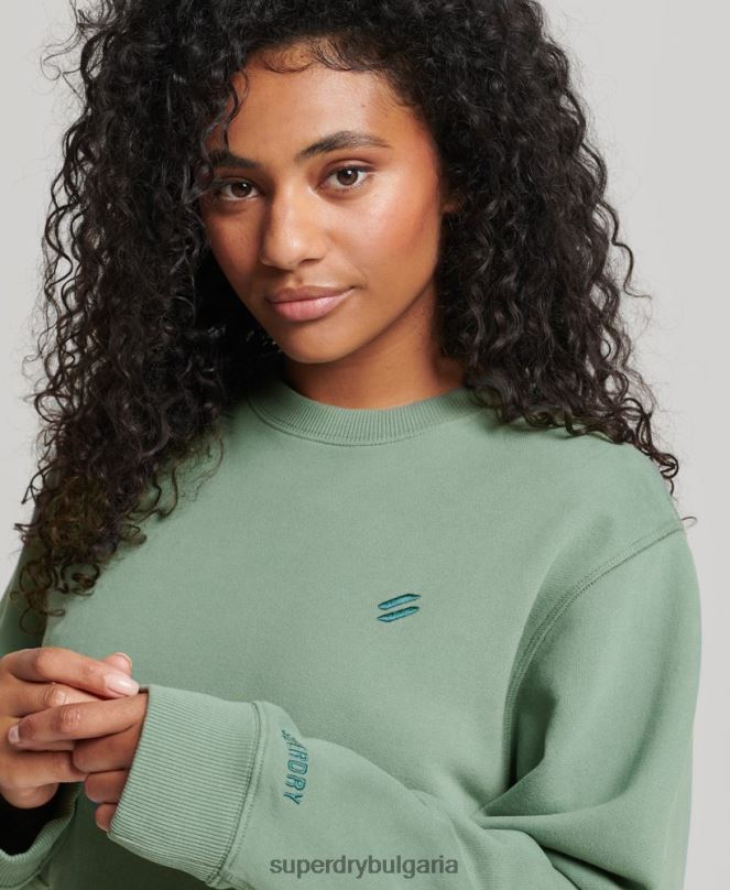 Superdry облекло N00H3341 зелено Жени суитшърт от органичен памук
