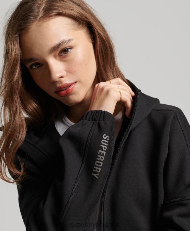 Superdry облекло N00H3342 черен Жени суичър с цип код тек
