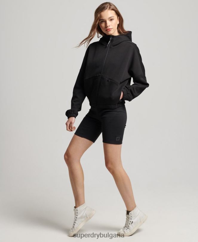Superdry облекло N00H3342 черен Жени суичър с цип код тек