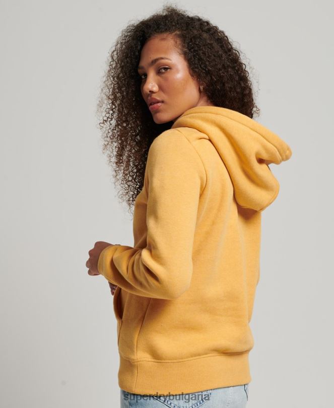 Superdry облекло N00H3344 жълто Жени ретро суичър с бродирано лого
