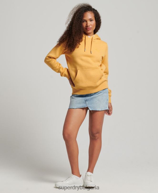 Superdry облекло N00H3344 жълто Жени ретро суичър с бродирано лого
