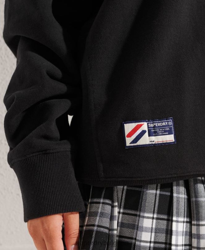 Superdry облекло N00H3345 черен Жени Голямо горнище с половин цип за градски колеж