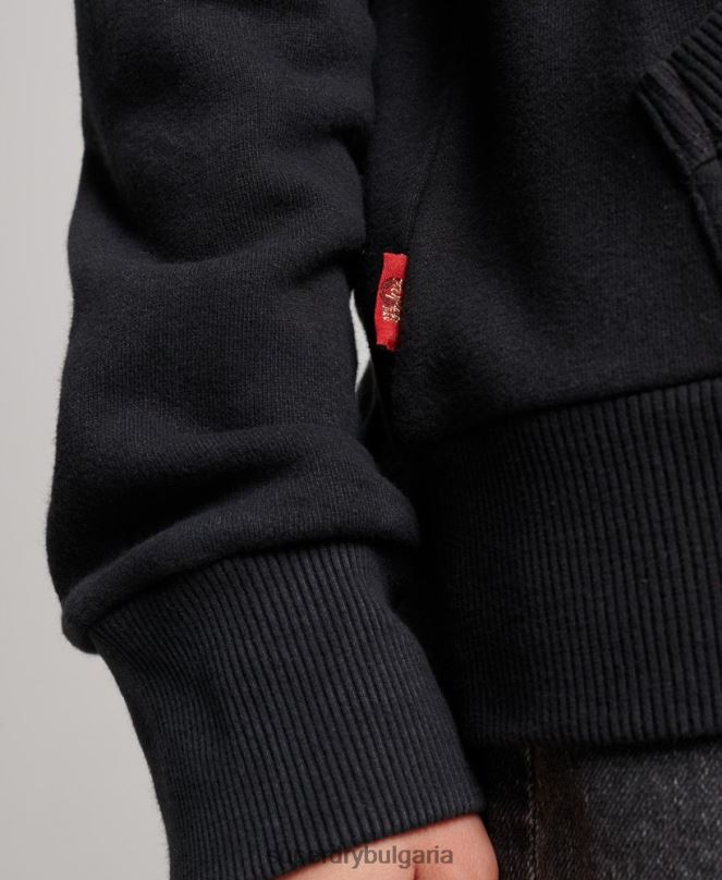 Superdry облекло N00H3351 черен Жени качулка с цип на магазин за ретро стоки