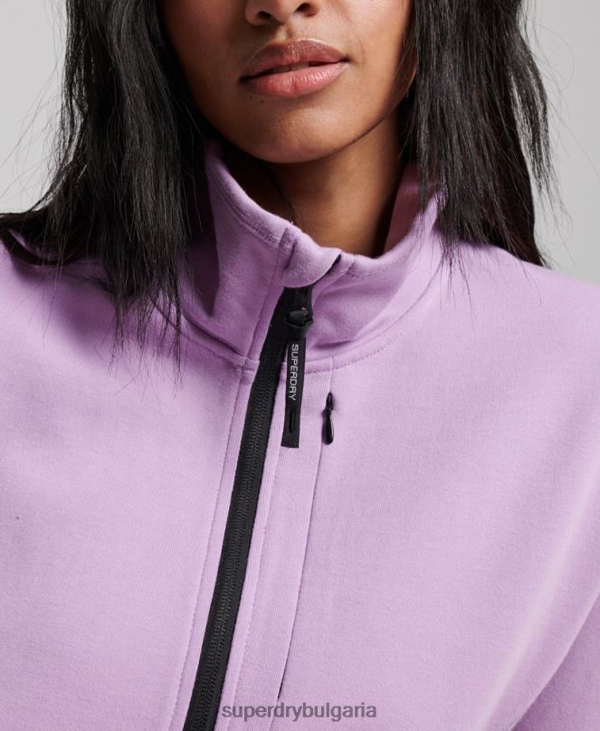 Superdry облекло N00H3354 лилаво Жени суичър с половин цип tech batwing