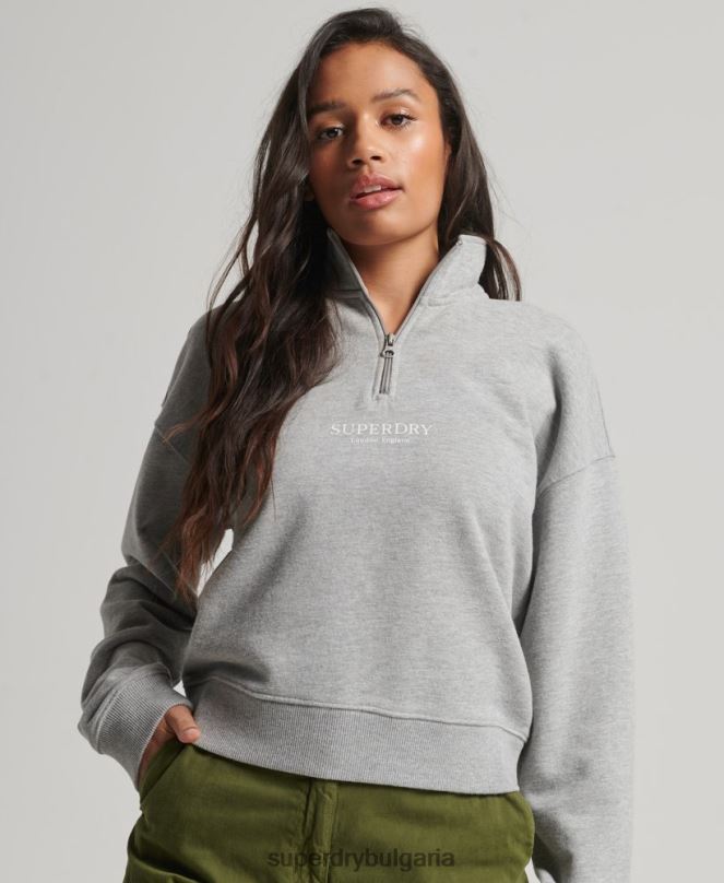 Superdry облекло N00H3357 сиво Жени core sport горнище с половин цип