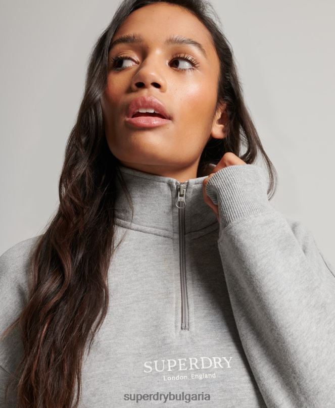 Superdry облекло N00H3357 сиво Жени core sport горнище с половин цип