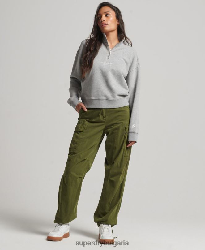 Superdry облекло N00H3357 сиво Жени core sport горнище с половин цип