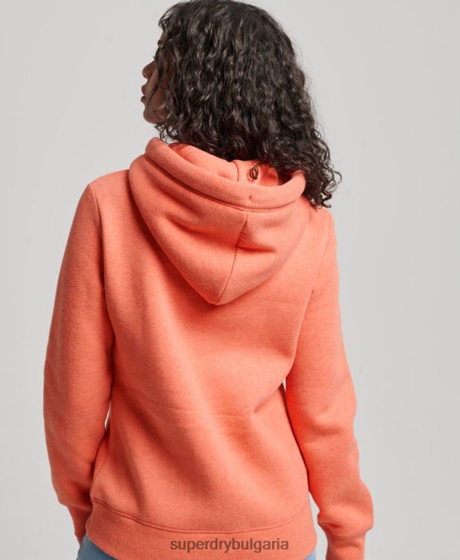 Superdry облекло N00H3358 корал Жени ретро суичър с бродирано лого