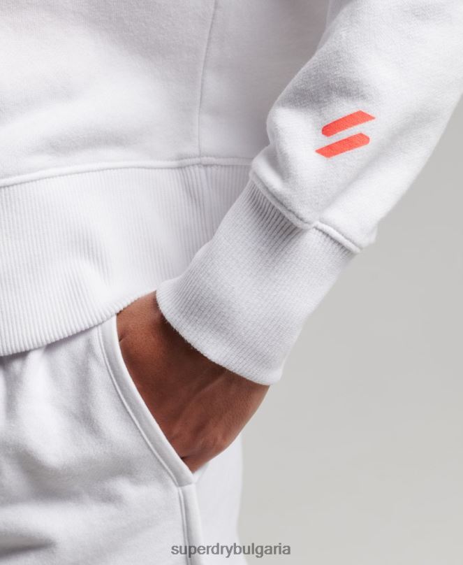 Superdry облекло N00H3359 бяло Жени core sport crop box hoodie