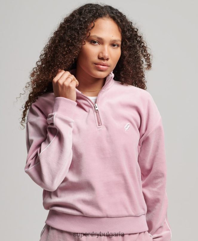 Superdry облекло N00H3361 розово Жени суичър от велур