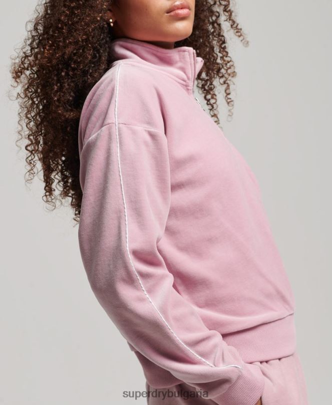 Superdry облекло N00H3361 розово Жени суичър от велур
