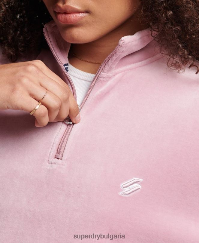 Superdry облекло N00H3361 розово Жени суичър от велур