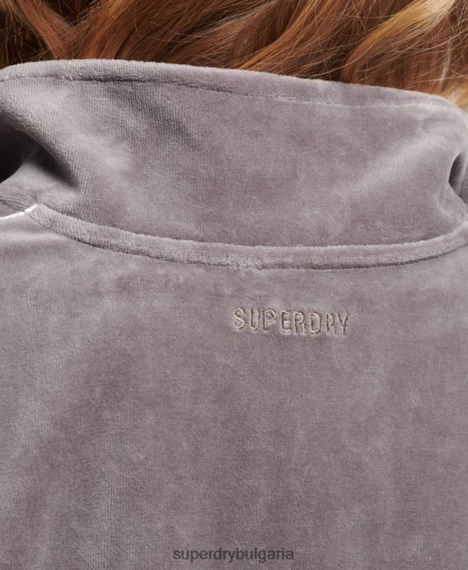 Superdry облекло N00H3362 сиво Жени суичър от велур