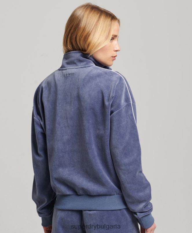 Superdry облекло N00H3363 син Жени суичър от велур