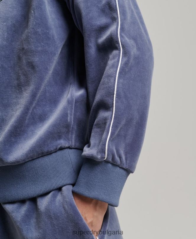 Superdry облекло N00H3363 син Жени суичър от велур