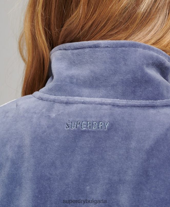 Superdry облекло N00H3363 син Жени суичър от велур