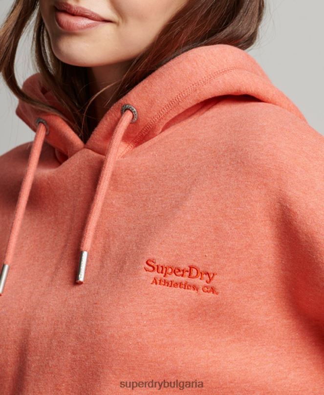 Superdry облекло N00H3366 корал Жени ретро суичър с лого