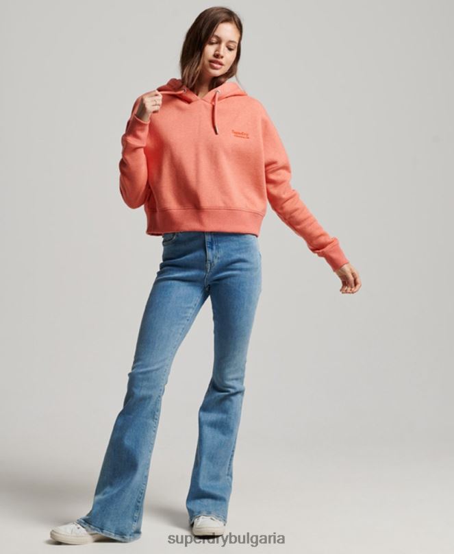 Superdry облекло N00H3366 корал Жени ретро суичър с лого