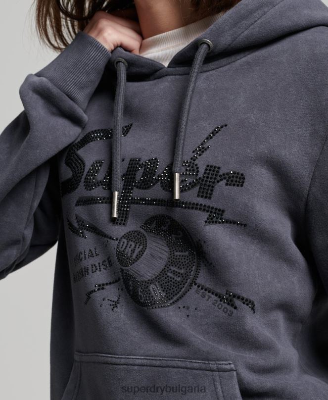Superdry облекло N00H3367 черен Жени качулка от магазин за ретро стоки