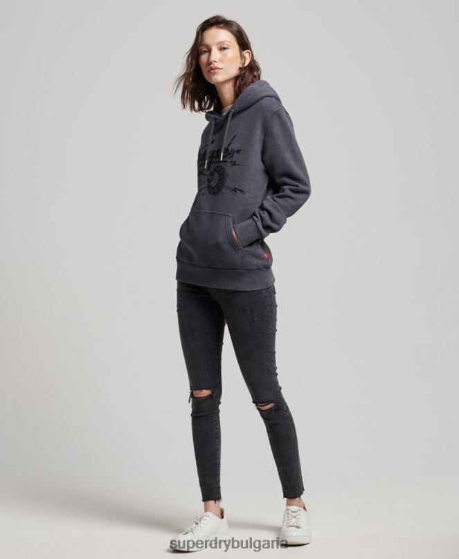 Superdry облекло N00H3367 черен Жени качулка от магазин за ретро стоки